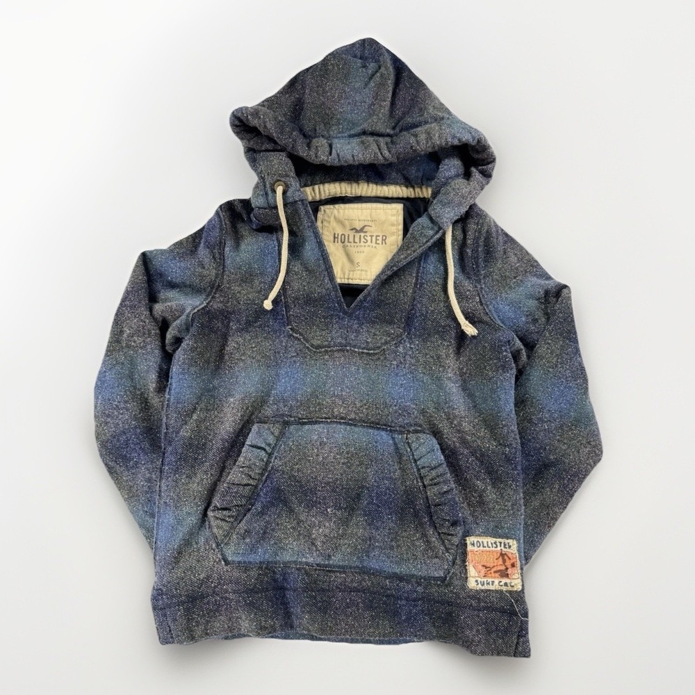 Vintage Y2K Hollister Baja Hoodie Wool Blend Blue Pullover Surf Mens Small